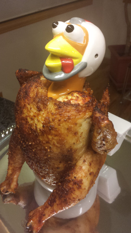 Beer can chicken throne